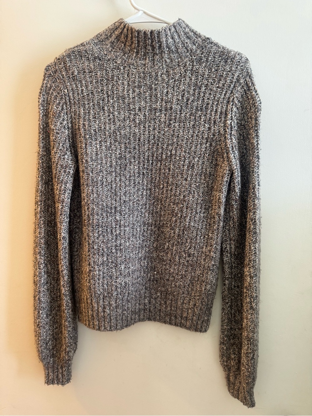 Marled Women's Gray Marled Ribbed Turtleneck Sweater